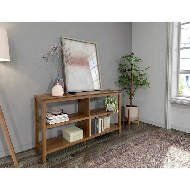 Edenton Wide Low 54W Bookcase with 2 Shelves, Walnut