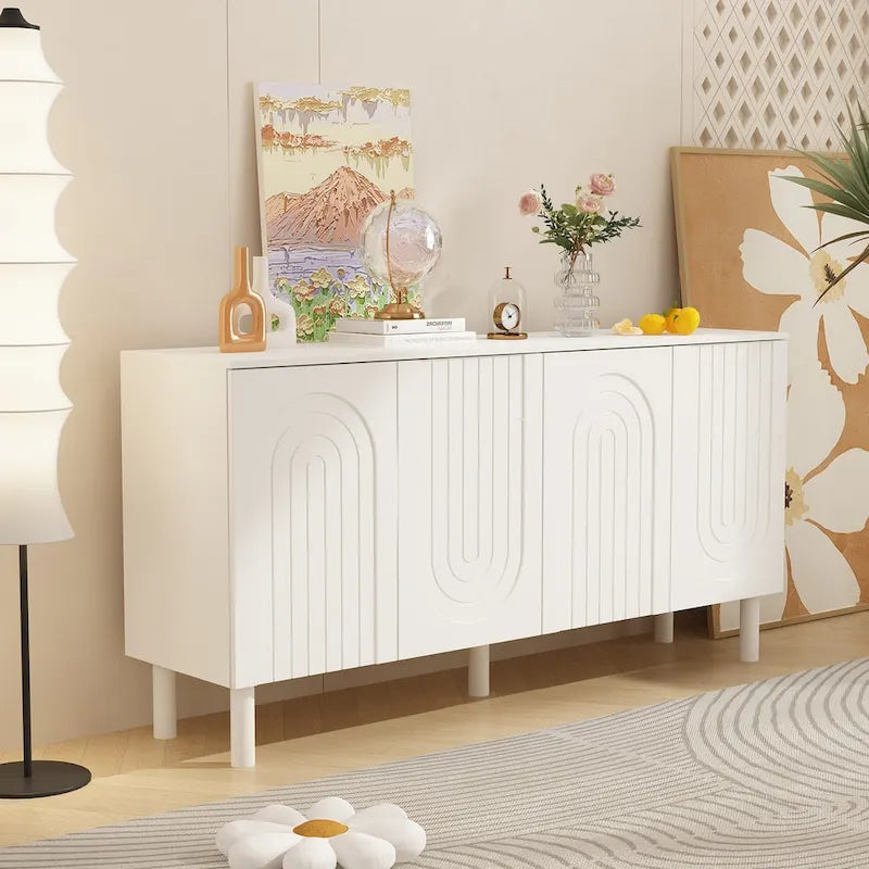 Storage Sideboard Cabinet with 4 Doors Buffet Sideboard End Table - 63.2W