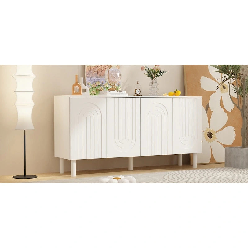 Storage Sideboard Cabinet with 4 Doors Buffet Sideboard End Table - 63.2W
