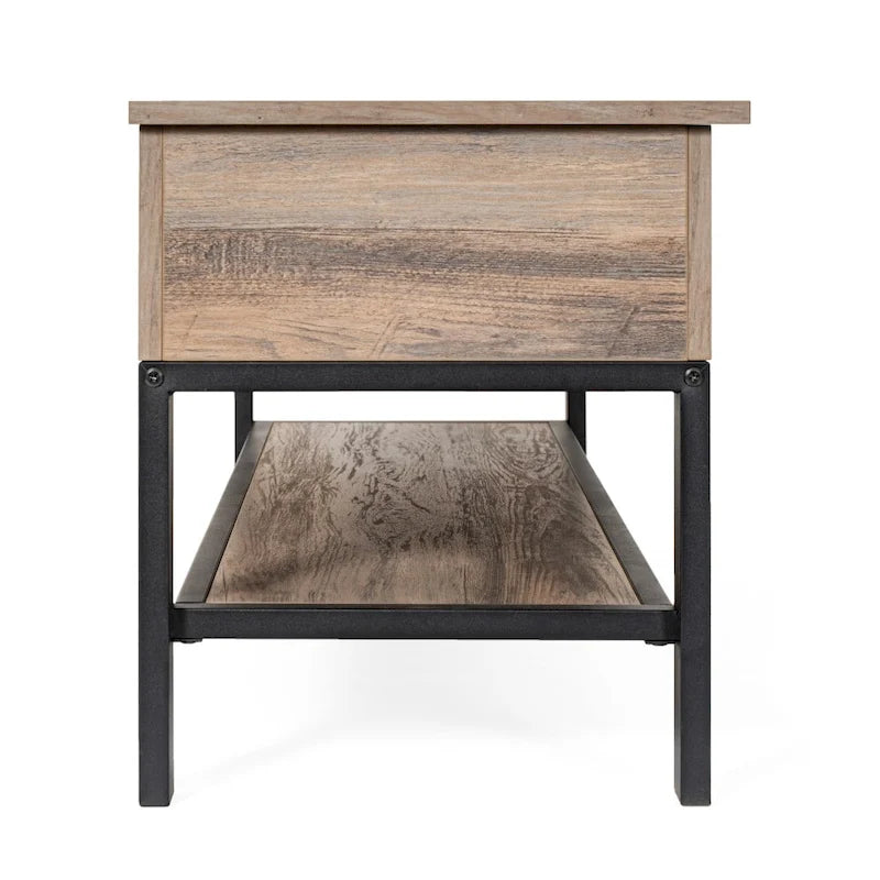 Modern Farmhouse Entryway Storage Bench with Lower Shelf Storage