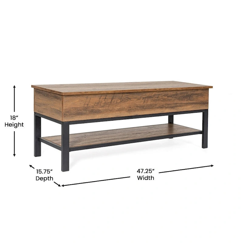 Modern Farmhouse Entryway Storage Bench with Lower Shelf Storage