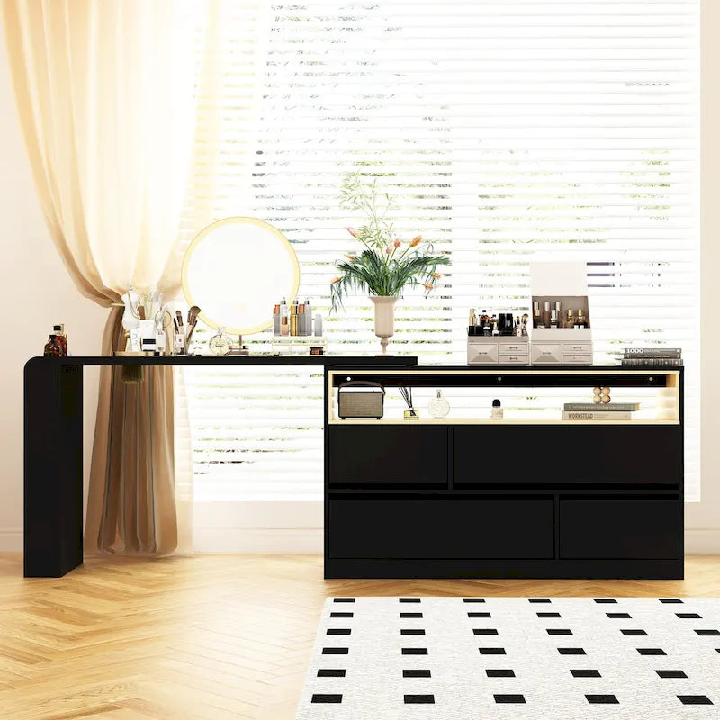 White Makeup Vanity Multi-Purpose Furniture Home Desk Corner Rotating