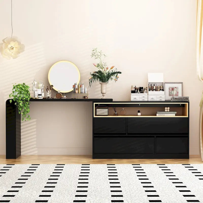 White Makeup Vanity Multi-Purpose Furniture Home Desk Corner Rotating