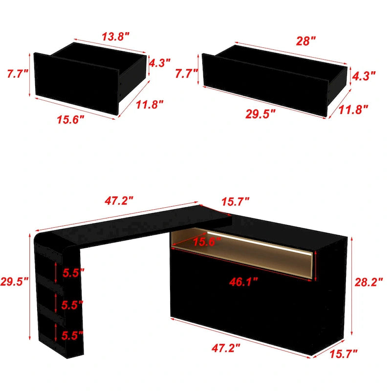 White Makeup Vanity Multi-Purpose Furniture Home Desk Corner Rotating