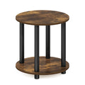 Furinno Turn-N-Tube 2-Tier Round Wooden End Table, Marble White