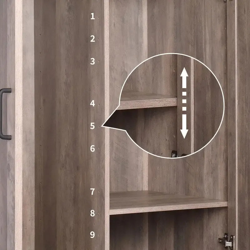 Grey Wooden Wardrobe - N/A