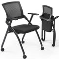 Stackable Conference Room Chair with Wheels, Folding Office Chair with Rebound Back