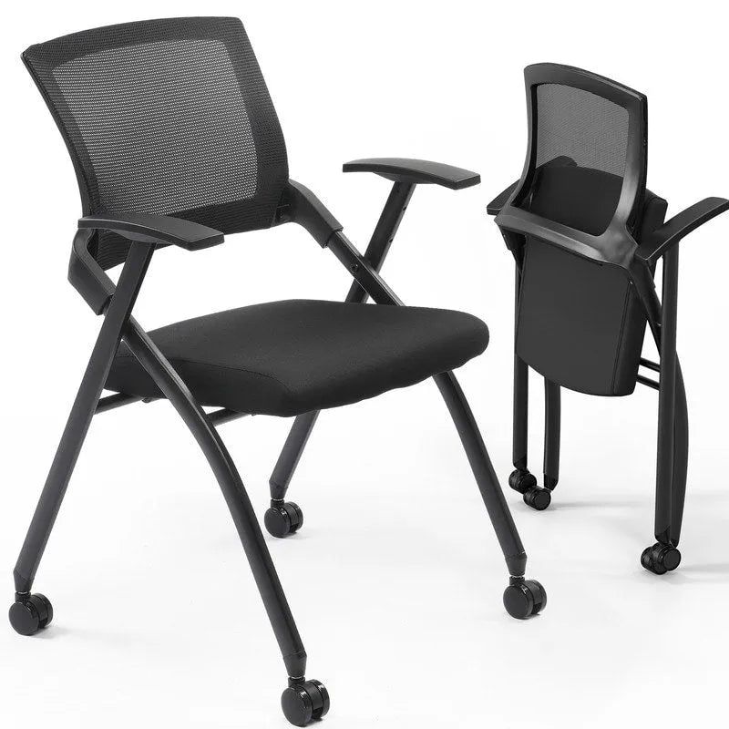 Stackable Conference Room Chair with Wheels, Folding Office Chair with Rebound Back