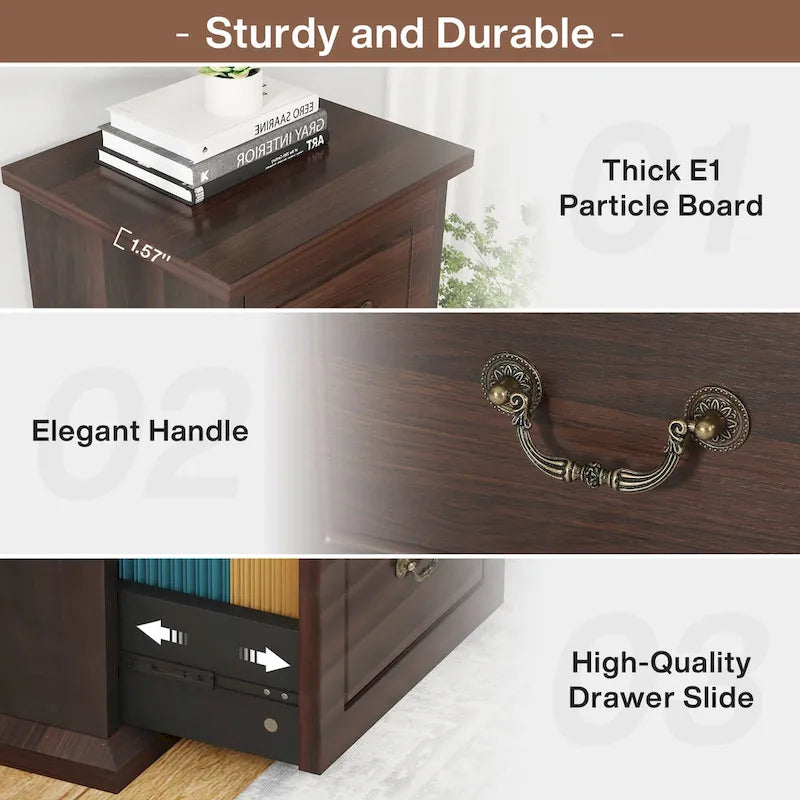 4-Drawer Wood Vertical File Filing Cabinet with Removable Hanging Rod for A4 /Letter Size