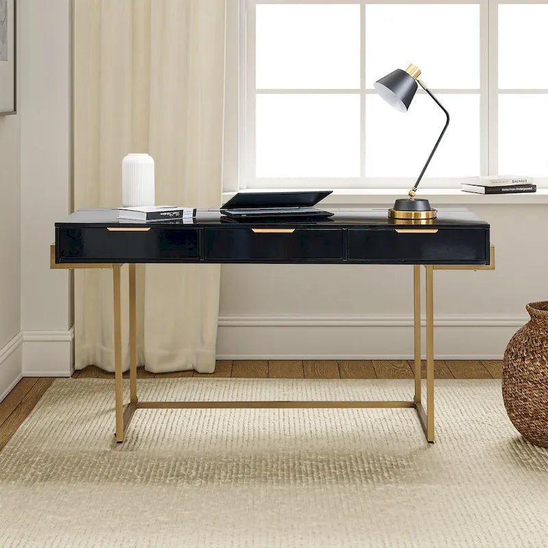 Patricia Modern 3 Drawer Desk with USB Ports and Outlet by HULALA HOME
