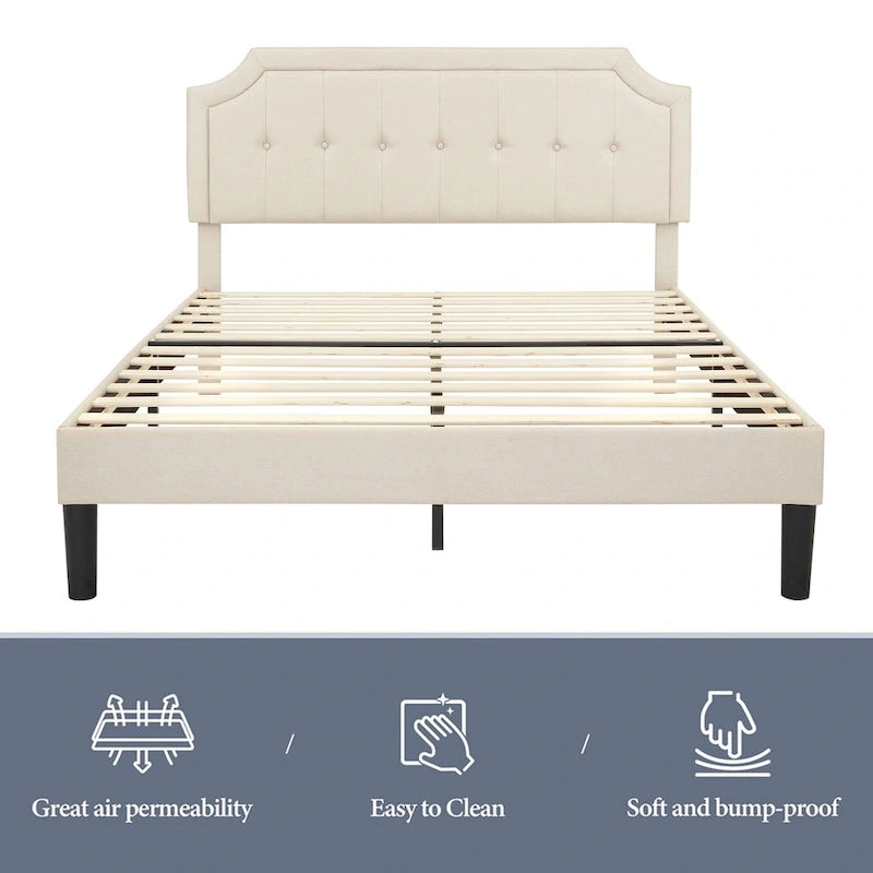 VECELO Upholstered Platform Bed frames with Adjustable Headboard