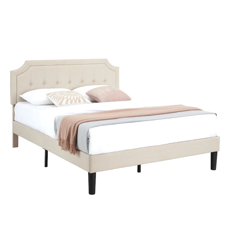 VECELO Upholstered Platform Bed frames with Adjustable Headboard