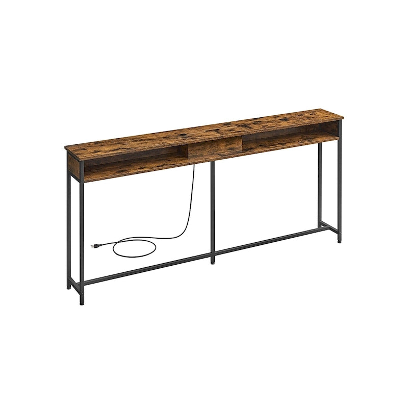 Charging Console Table with Outlets and USB Narrow Entryway Table for Hallway or Living Room