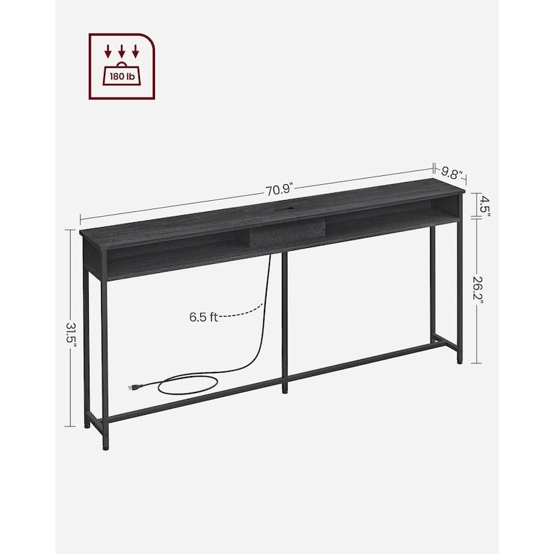 Charging Console Table with Outlets and USB Narrow Entryway Table for Hallway or Living Room