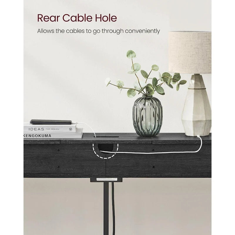 Charging Console Table with Outlets and USB Narrow Entryway Table for Hallway or Living Room