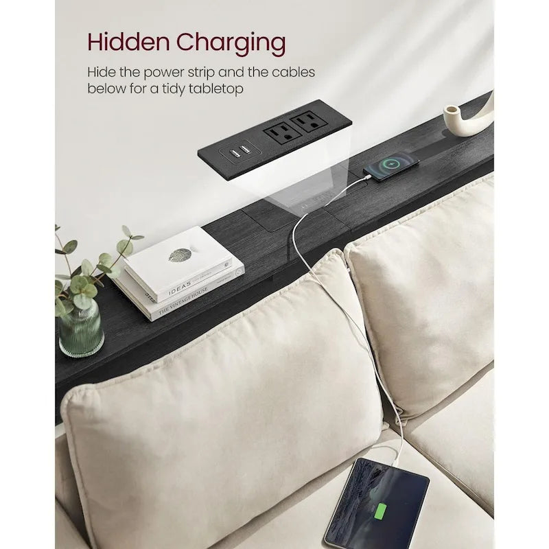 Charging Console Table with Outlets and USB Narrow Entryway Table for Hallway or Living Room