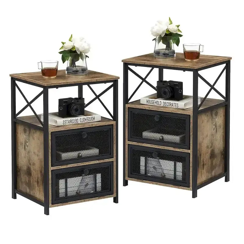 Taomika Bedroom Set of 3,Platform Bed Frame and Modern Nightstands Set of 2