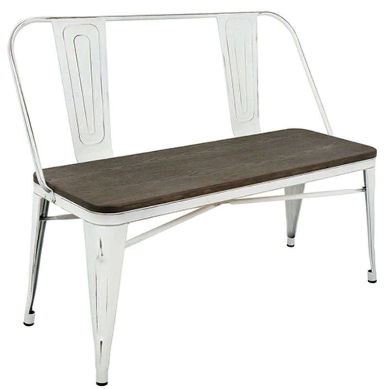 42 Espresso Bamboo Seat with White Stand Bench