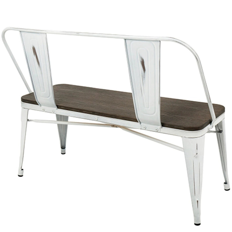 42 Espresso Bamboo Seat with White Stand Bench