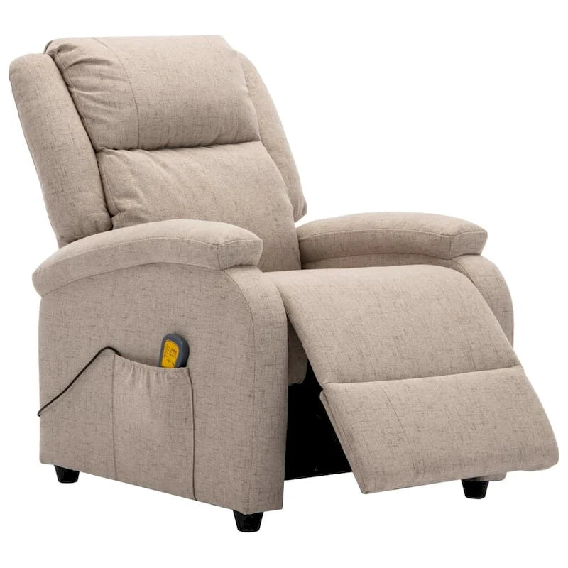 vidaXL Massage Chair Cream Fabric - 71 x 92 x 96 cm