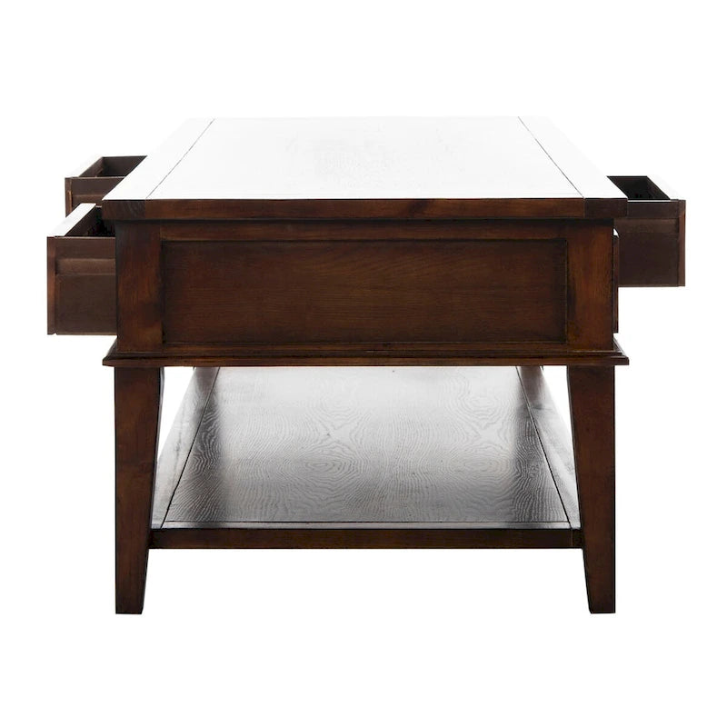 SAFAVIEH Tressie Sepia Traditional Rectangle Coffee Table - 54 x 23.6 x 19.3 - 54Wx24Dx19H