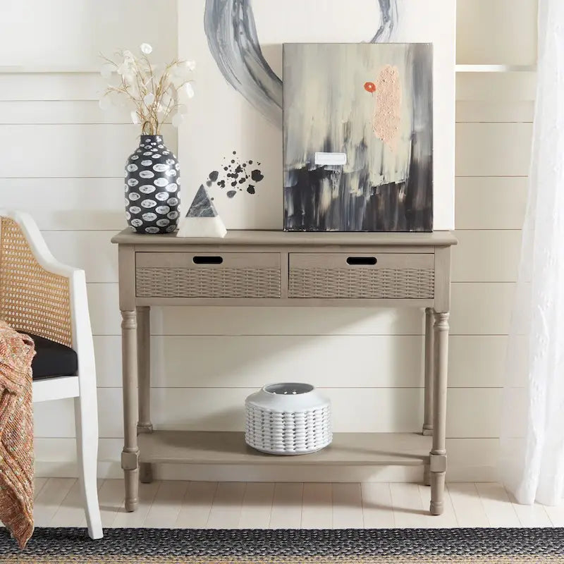 SAFAVIEH Lucetta 2-Drawer Console Table - 35.5 W x 13 L x 29.5 H - 36Wx13Dx30H