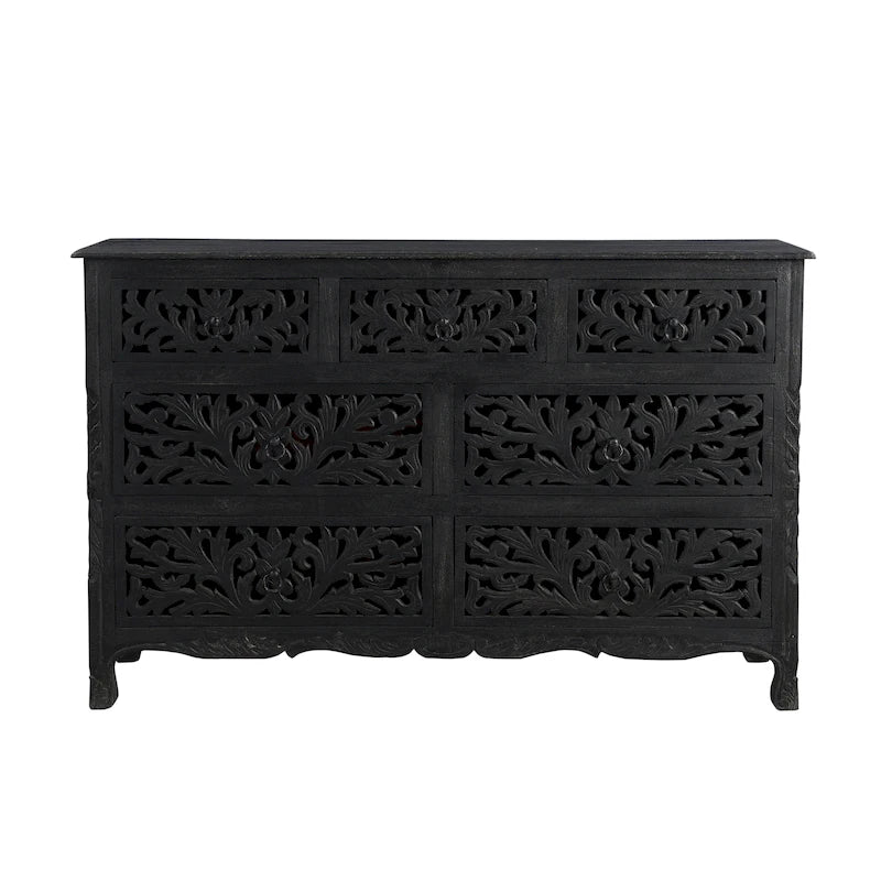 Florence Floral Carved Wood 7-Drawer Dresser