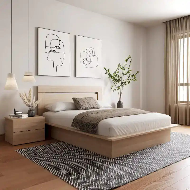 Malibu 3-Piece Bedroom Set with Bed, Headboard, and Nightstand