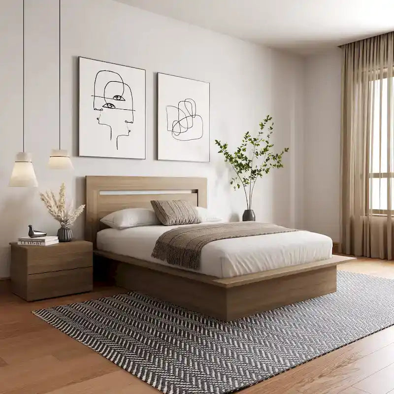 Malibu 3-Piece Bedroom Set with Bed, Headboard, and Nightstand
