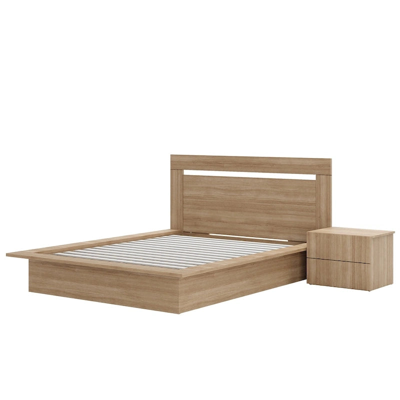 Malibu 3-Piece Bedroom Set with Bed, Headboard, and Nightstand