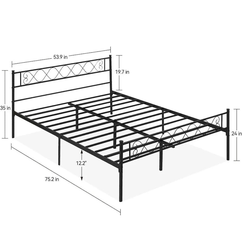 Metal Platform Bed Frame with Sweet Heart Headboard