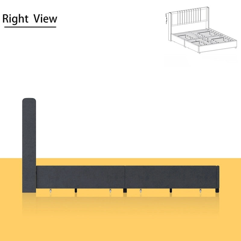 LED Platform Bed with Storage Drawer - Contemporary Bedroom Furniture