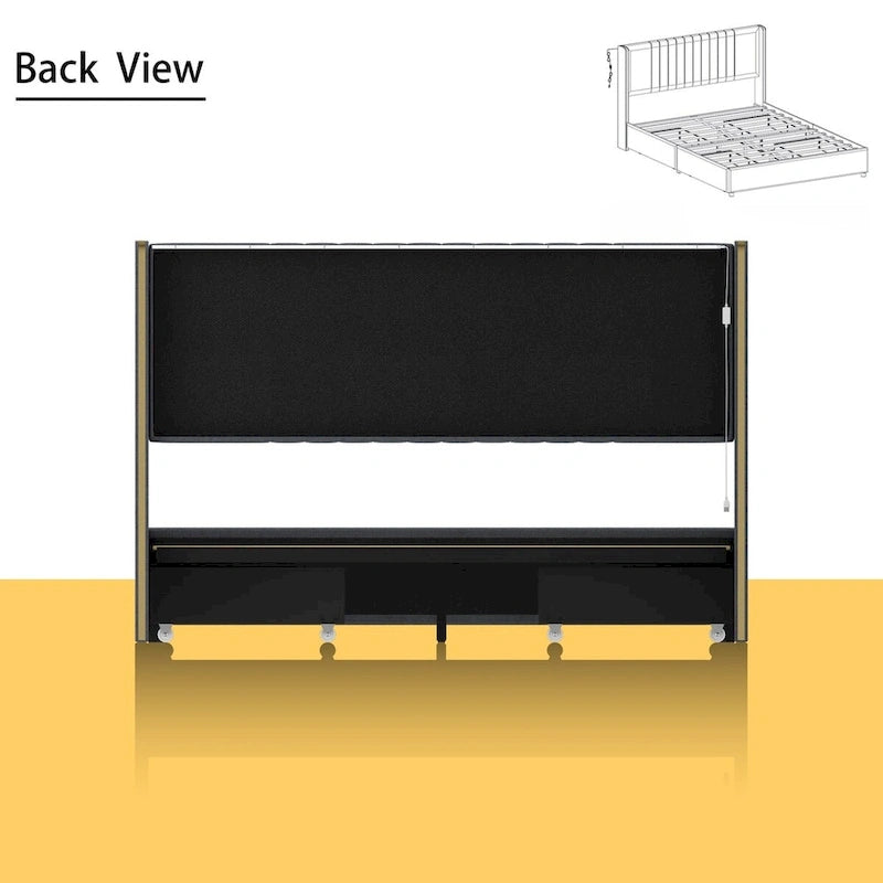 LED Platform Bed with Storage Drawer - Contemporary Bedroom Furniture