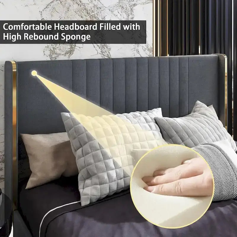 LED Platform Bed with Storage Drawer - Contemporary Bedroom Furniture