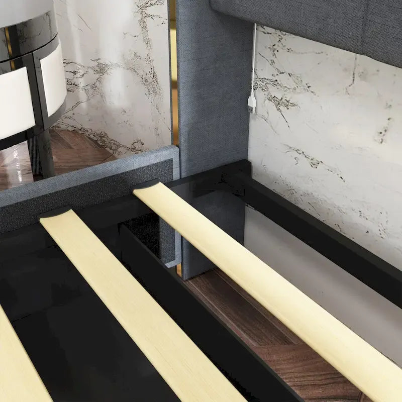 LED Platform Bed with Storage Drawer - Contemporary Bedroom Furniture