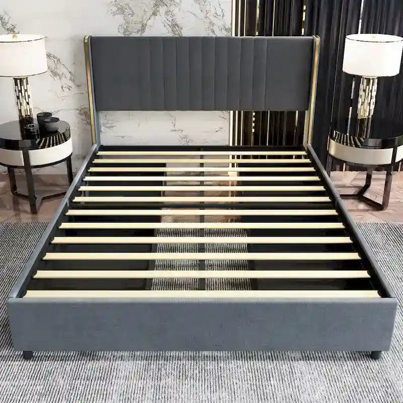 LED Platform Bed with Storage Drawer - Contemporary Bedroom Furniture