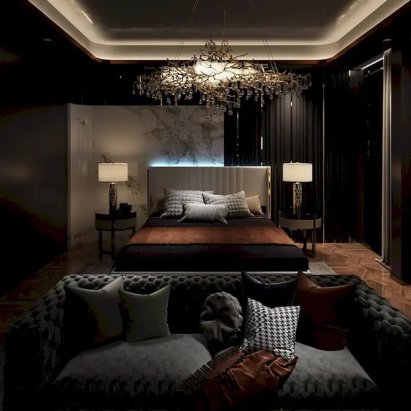 LED Platform Bed with Storage Drawer - Contemporary Bedroom Furniture