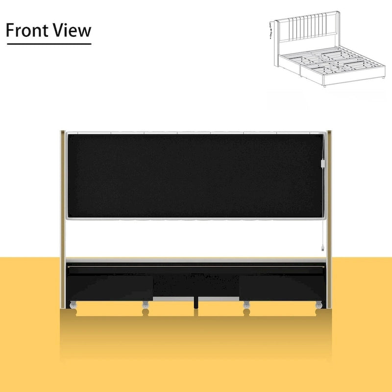LED Platform Bed with Storage Drawer - Contemporary Bedroom Furniture