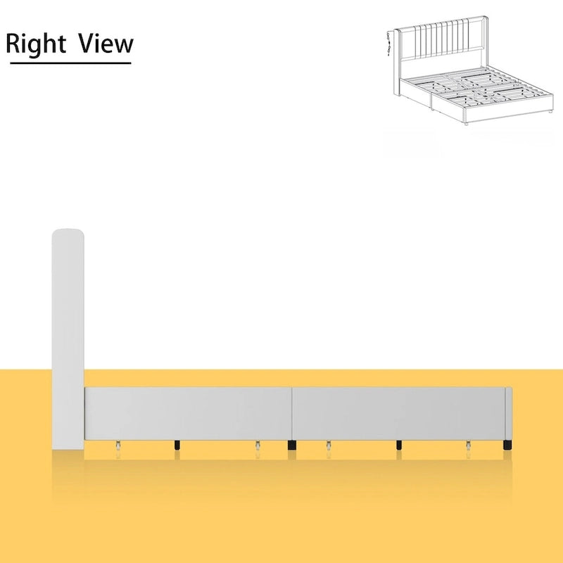 LED Platform Bed with Storage Drawer - Contemporary Bedroom Furniture