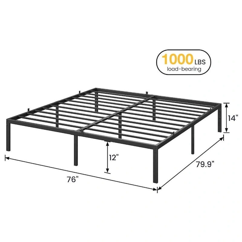 14 Inch Heavy Duty Metal Platform Bed Frame, No Box Spring Needed