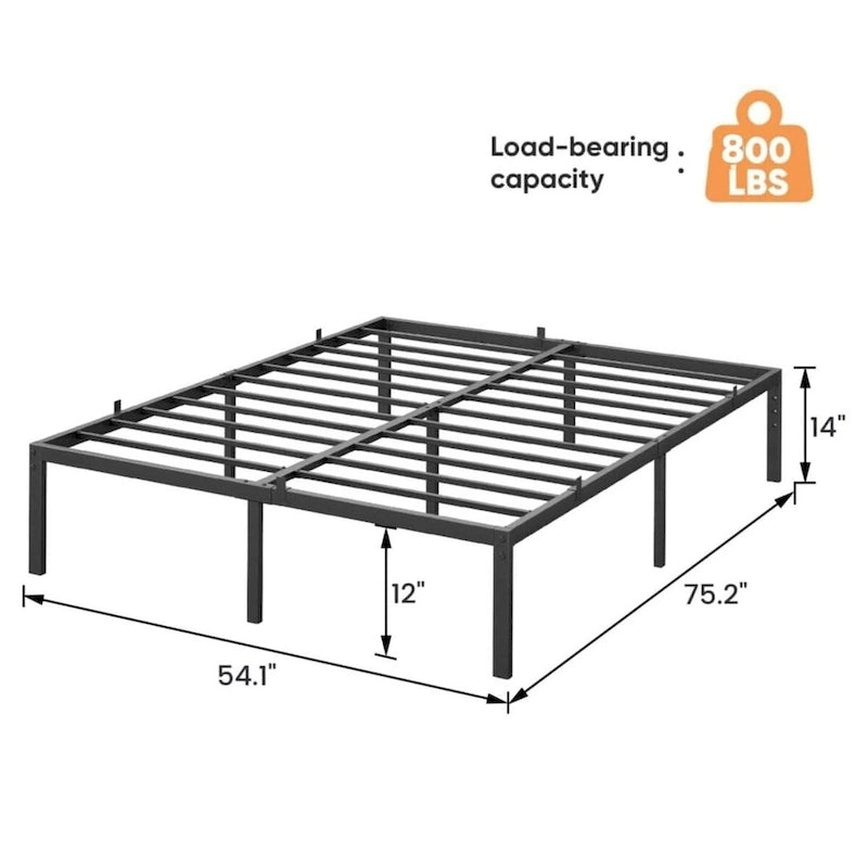 14 Inch Heavy Duty Metal Platform Bed Frame, No Box Spring Needed