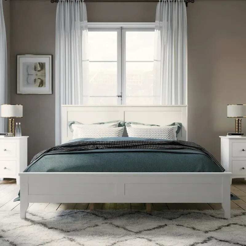 Queen Size Platform Bed, Modern Solid Wood Full Platform Bed Frame, No Box Spring Needed