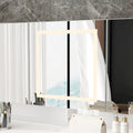Stylish White Vanity Table with LED Lights, Mirrors, and Storage