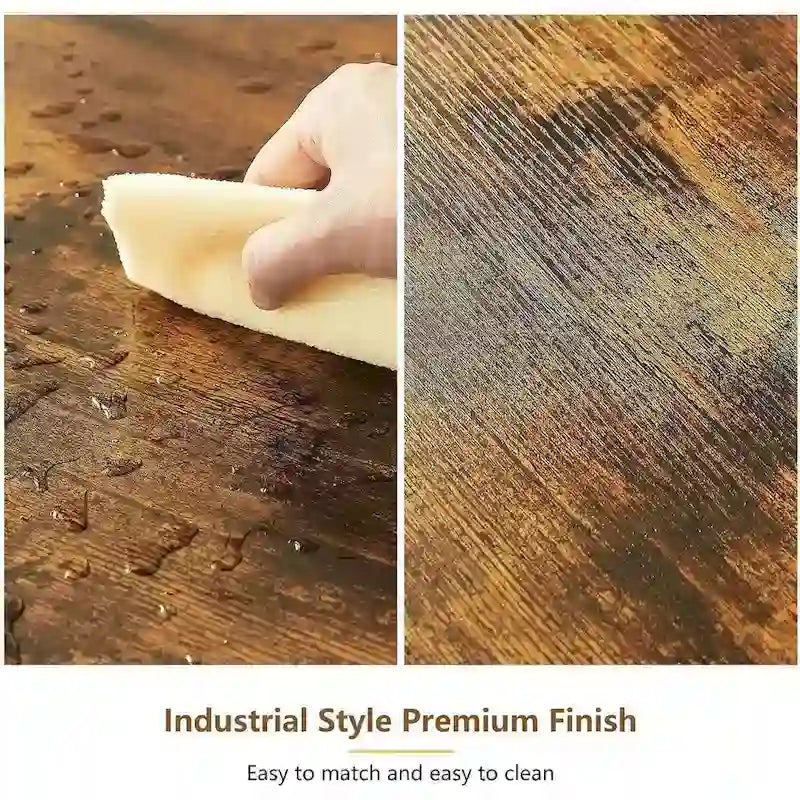 3 Pieces Bar Table and 2 Chairs Set, Industrial Style Bar Stools PU Upholstery Seat with Backrest