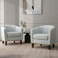 Faux Leather Tufted Nailheads Upholstered Barrel Accent Chairs