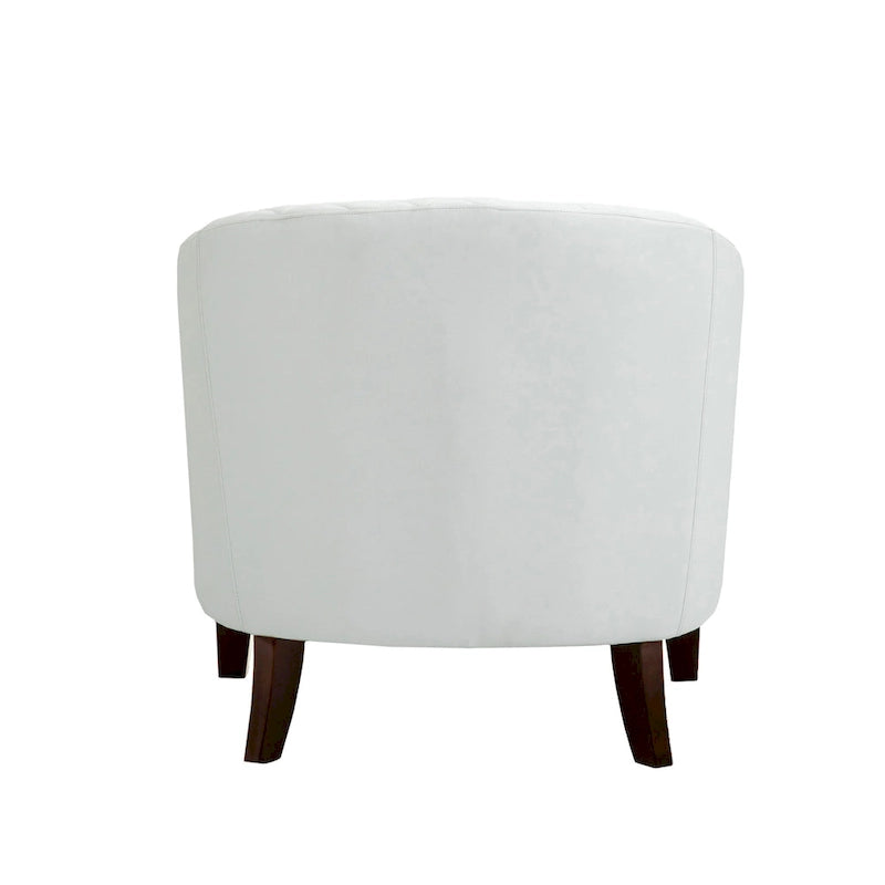 Faux Leather Tufted Nailheads Upholstered Barrel Accent Chairs