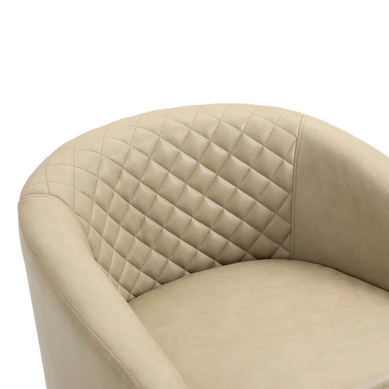 Faux Leather Tufted Nailheads Upholstered Barrel Accent Chairs