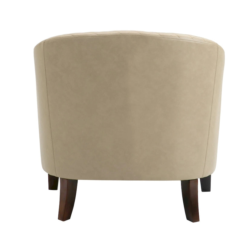 Faux Leather Tufted Nailheads Upholstered Barrel Accent Chairs