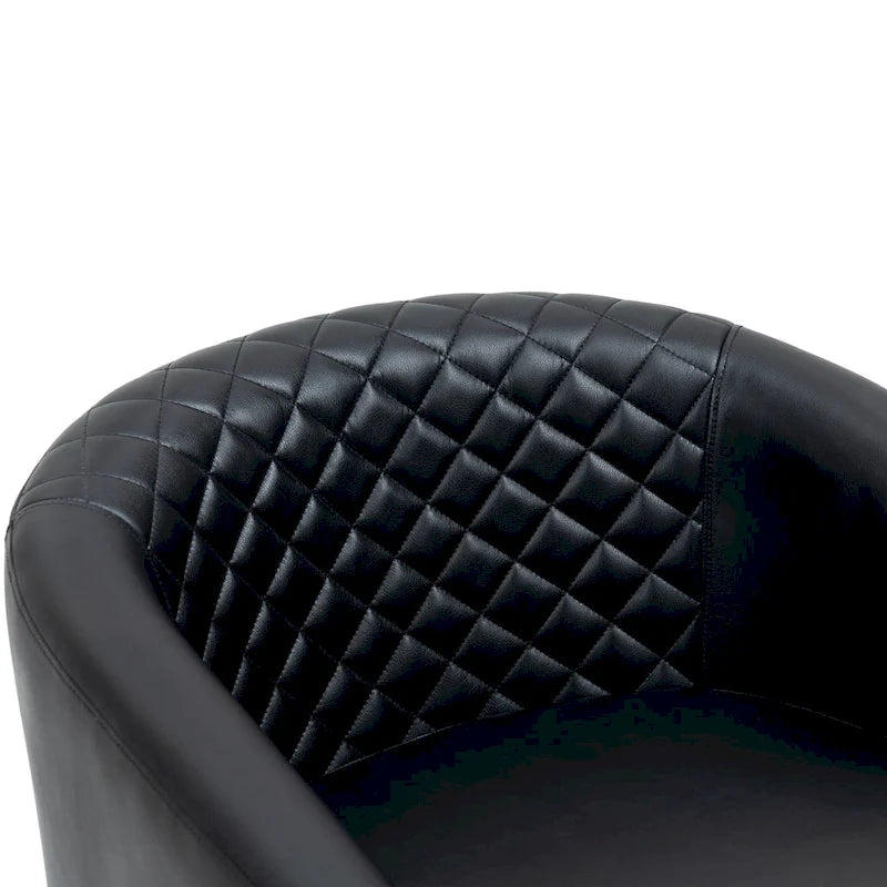 Faux Leather Tufted Nailheads Upholstered Barrel Accent Chairs