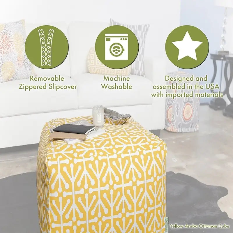 Majestic Home Goods Coral Indoor / Outdoor Ottoman Pouf Cube